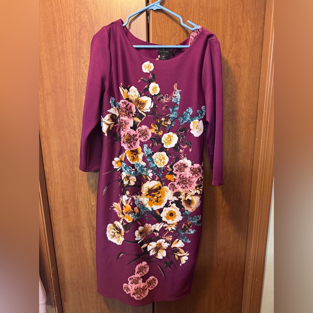 Worthington Plum Floral Long Sleeve Dress
